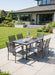Kettler Reno 7-Piece Dining Set with Umbrella Hole on a garden patio (seat pads shown not included)