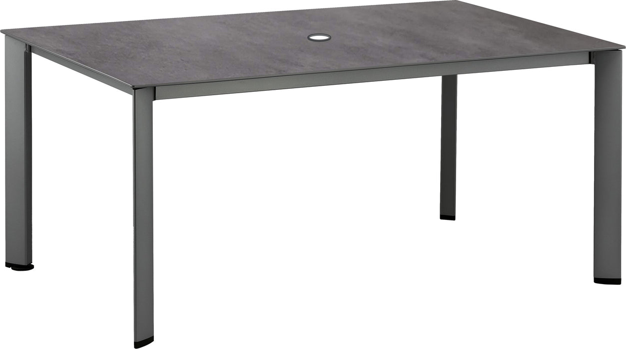 Reno 63 x 37 inch HPL dining table with umbrella hole