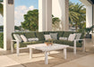 Telescope Casual Larssen 4-Piece L-Shape Sectional Set on a patio, with each included piece