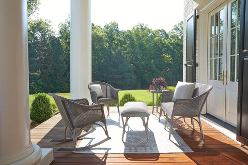 Lloyd Flanders All Seasons padded lounge seating in Pewter on a porch