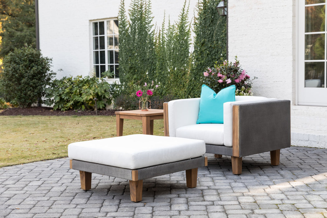 Lloyd Flanders Catalina lounge chair and ottoman in Pewter
