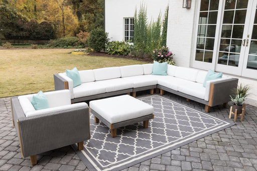 Lloyd Flanders Catalina L-shape sectional, lounge chair and ottoman in Pewter