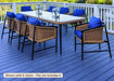 Lloyd Flanders Galloway dining set on a deck (shown with 8 chairs; this set includes 6)