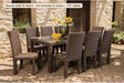 Lloyd Flanders Mesa 7-piece dining set on a patio (shown with 8 chairs; set includes 6 chairs and the 72" table)