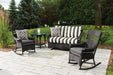 Lloyd Flanders Nantucket loveseat glider and porch rockers in Ebony
