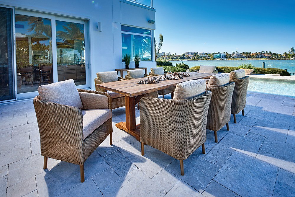 Visions Dining Armchair on a patio