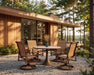 Woodard Louie swivel rocker and stationary sling dining arm chairs around a table (table sold separately)