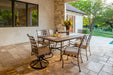 OW Lee Classico dining set with a rectangular porcelain tile top table
