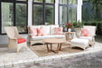 Lloyd Flanders Mandalay Sofa on a patio