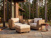 Woodard Mingle Ottoman, shown in a Woodard outdoor setting (some pieces shown are sold separately)