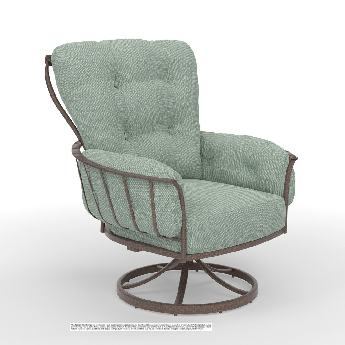 OW Lee Monterra swivel rocker in Espresso with Tailored Spa fabric