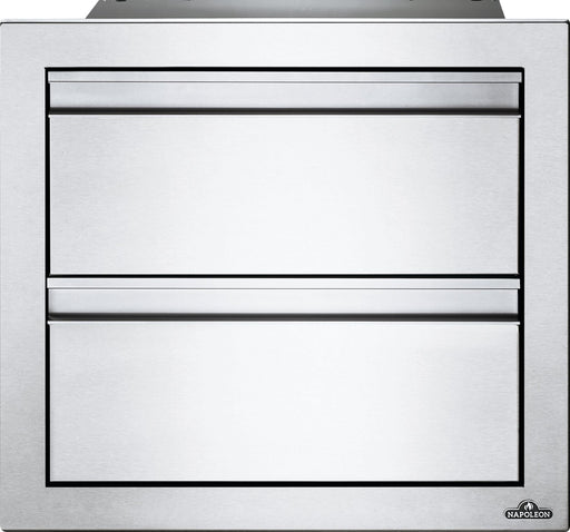 Napoleon 18 x 16 inch stainless double drawer, front