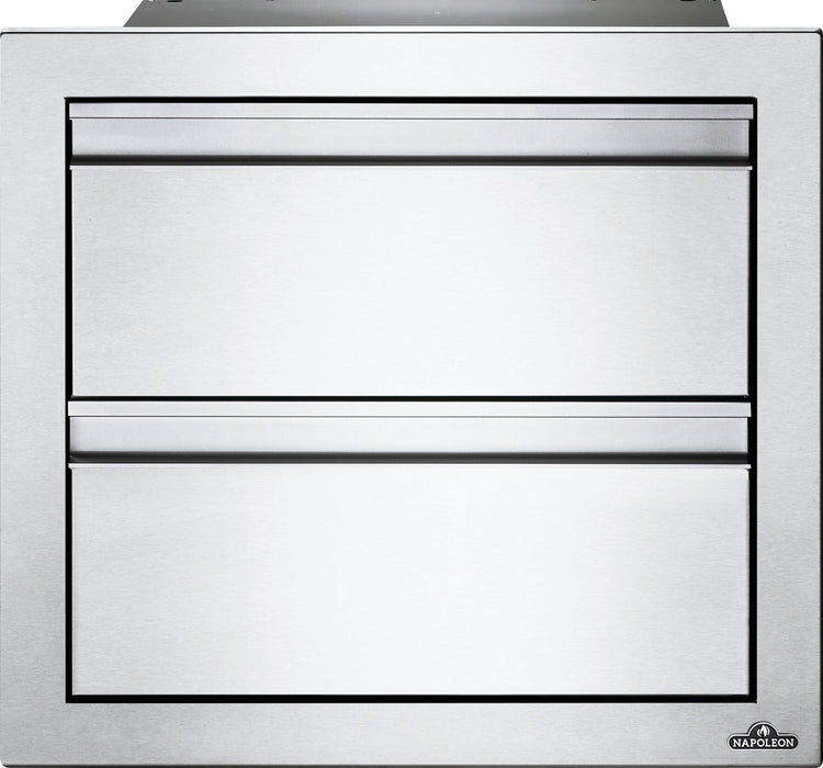 Napoleon 18 x 16 inch stainless double drawer, front
