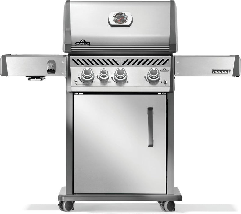 Napoleon Rogue PRO 425 gas grill in stainless steel, front view