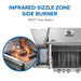 Infrared SIZZLE ZONE side burner, 1,800F sear station