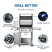 Innovative features: integrated bottle opener, JETFIRE ignition, white backlit knobs, locking caster wheels