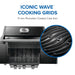 Black models: 11 mm porcelain-coated cast iron Wave grids
