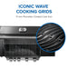 Black models: 11 mm porcelain-coated cast iron Wave grids