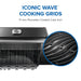 Black models: 11 mm porcelain-coated cast iron Wave grids