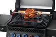 Rotisserie chicken over the infrared rear burner (rotisserie kit sold separately)