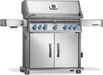 Napoleon Rogue PRO-S 625 gas grill in stainless steel, angled view
