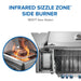 Infrared SIZZLE ZONE side burner, 1,800F sear station