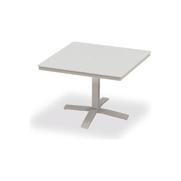 Telescope Casual Origins 42" square pedestal table with "X" pedestal base