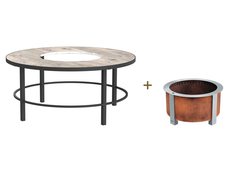 OW Lee Compass fire pit surround with a Breeo X24 Corten fire pit