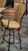 OW Lee Monterra swivel bar stool with the optional channeled back cushion, in a gold herringbone fabric
