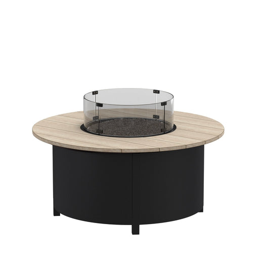 OW Lee Oceanside 44" round occasional height fire pit with EverLee top and glass guard