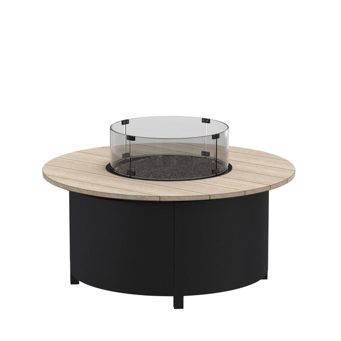 OW Lee Oceanside 44" round occasional height fire pit with EverLee top and glass guard