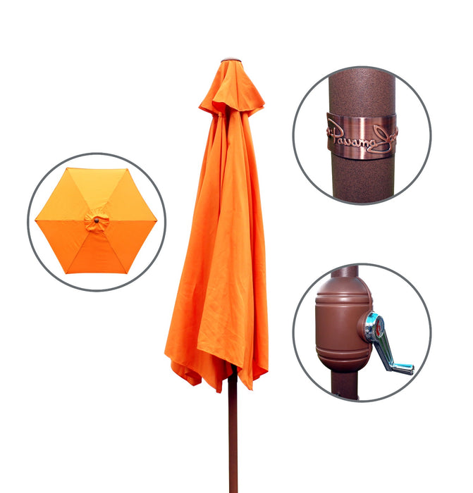 Panama Jack 9 ft crank umbrella, orange canopy, view 2