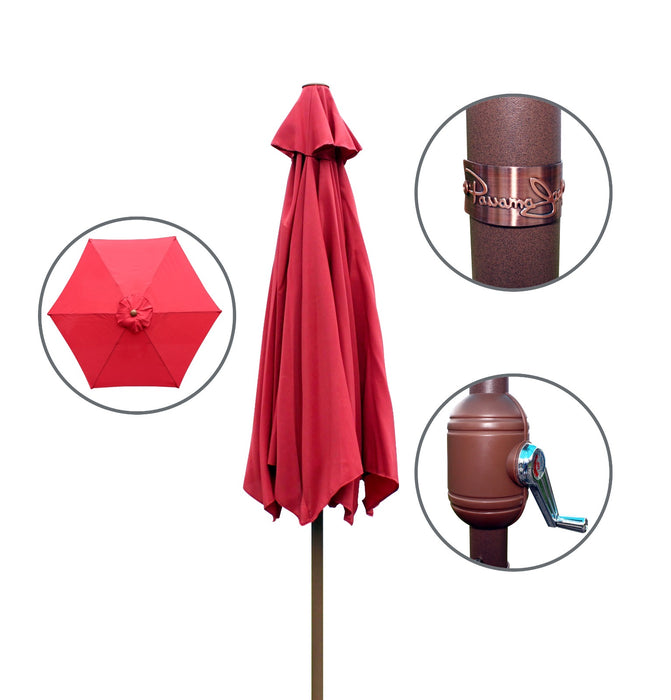 Panama Jack 9 ft crank umbrella, red canopy, view 2