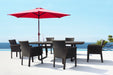 Panama Jack 9 ft crank umbrella, red canopy, view 4