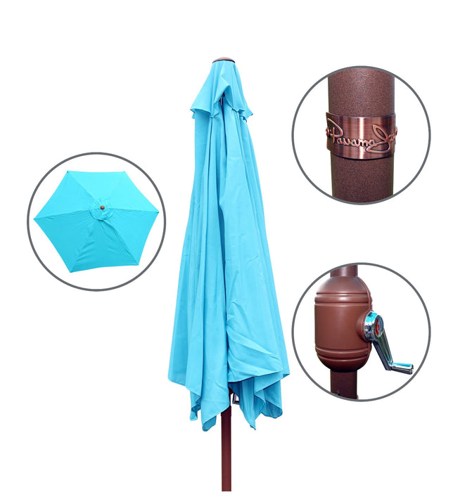 Panama Jack 9 ft crank umbrella, teal canopy, view 2