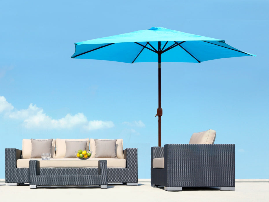 Panama Jack 9 ft crank umbrella, teal canopy, view 4