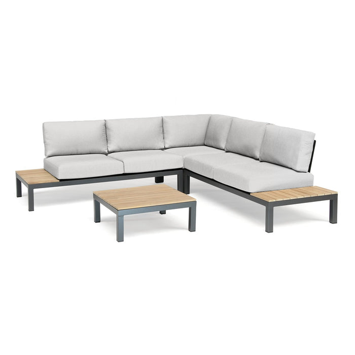 Kettler Elba Aluminum 4-Piece Corner Set With Teak Accents