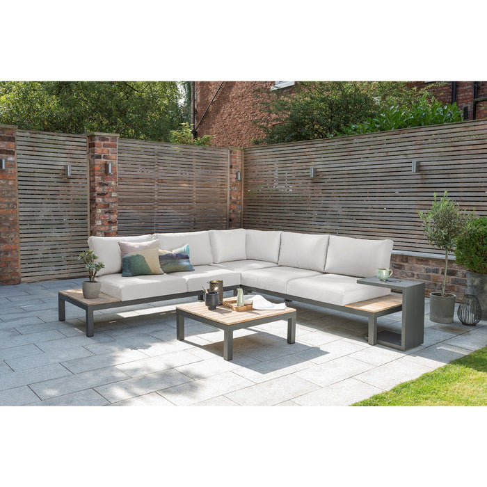 Kettler Elba Aluminum 4-Piece Corner Set With Teak Accents