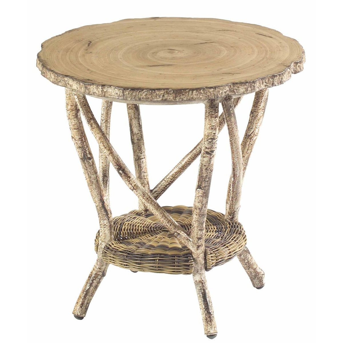Woodard River Run Side Table with Faux Birch Top — Bespoke Patio