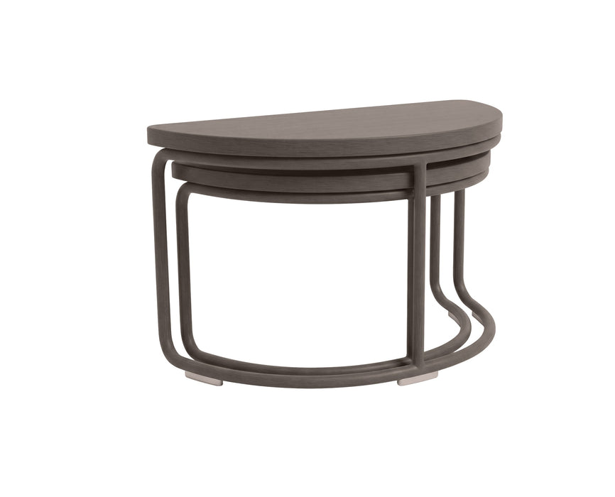 Woodard Mingle Semi-Circle Side Tables, set of 2 nested, Timber