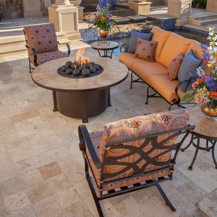 OW Lee Casual Fireside 54" Rd. Chat Height Santorini Fire Pit
