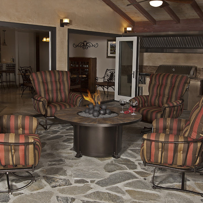 OW Lee Casual Fireside 54" Rd. Chat Height Santorini Fire Pit