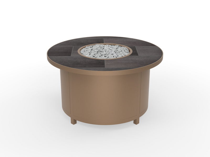 OW Lee fire pit in Sienna finish with Urban Shift tile top