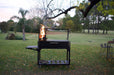 Tagwood BBQ03SI with the fire lit at dusk