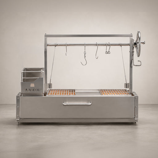Tagwood BBQ05SS built-in Santa Maria wood-fire grill in 304 stainless steel, front view