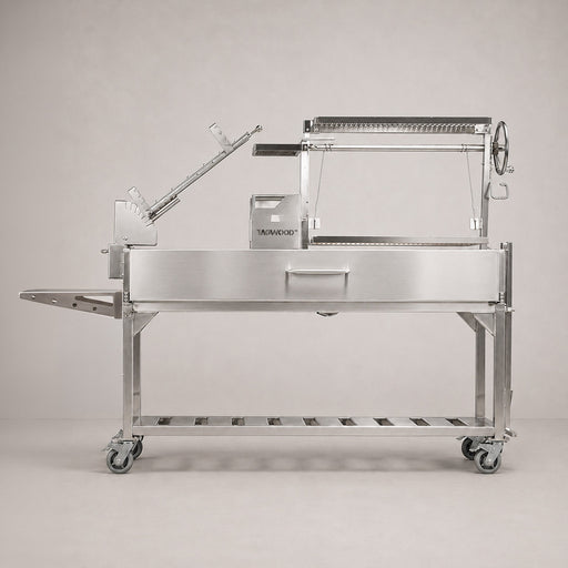 Tagwood BBQ06SS 360 Santa Maria wood-fire grill in 304 stainless steel, side view