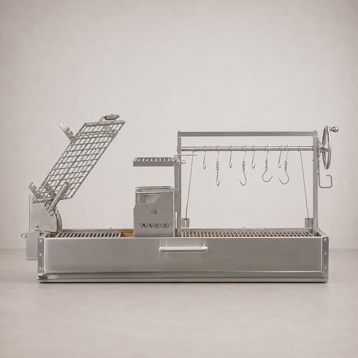 Tagwood BBQ08SS built-in 360 Santa Maria wood-fire grill in 304 stainless steel