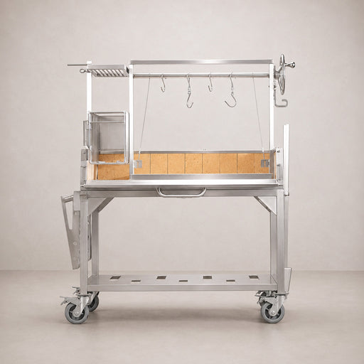 Tagwood BBQ23SS with the firebox and firebrick-lined base visible