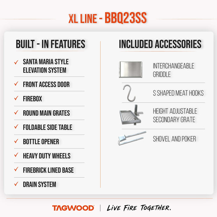 BBQ23SS built-in features and included accessories