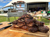 Steaks rested on the Tagwood roof grill